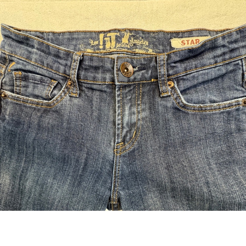 Los !T Jeans Star Bootcut Women Size 27 Blue Low Rise Dark Wash Denim - Picture 6 of 14